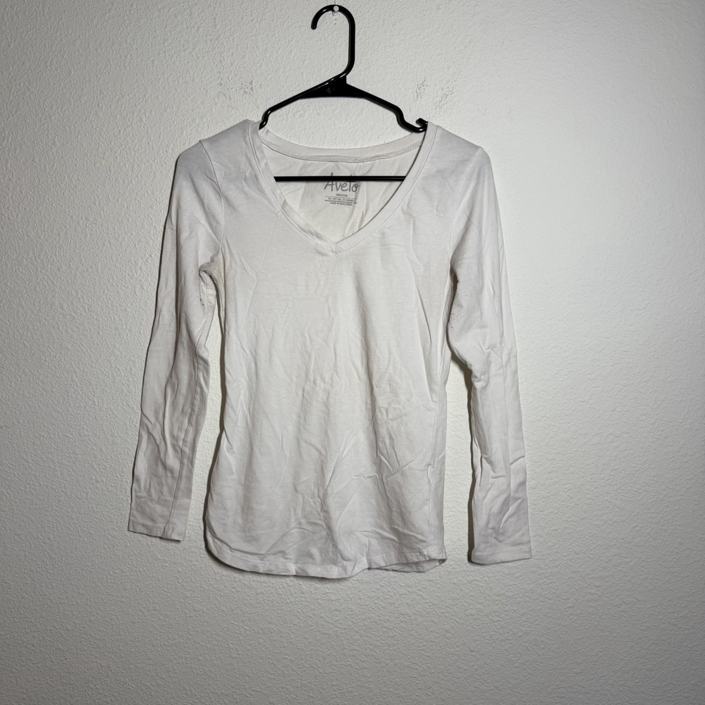 Aveto T Shirt Womens Medium Gray Cotton Stretch Lightweight V Neck Raglan Sleeve